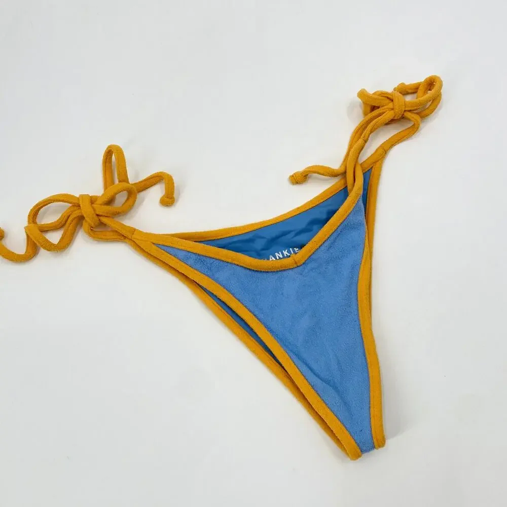 Frankie's Bikinis Blue & orange terrycloth bikini bottoms